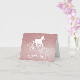 Glitter Unicorn en Stars Bedankt   Roze Kaart