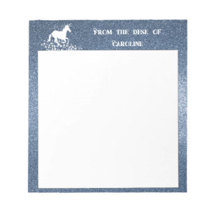 Glitter Unicorn en Stars Blauw Notitieblok