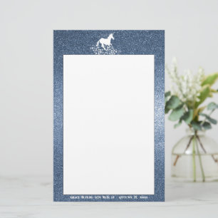 Glitter Unicorn en Stars Blauwe bakkerij Briefpapier