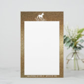 Glitter Unicorn en Stars | Goudbakkerij Briefpapier (Staand voorkant)