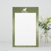 Glitter Unicorn en Stars | Groene bakkerij Briefpapier (Staand voorkant)