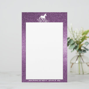 Glitter Unicorn en Stars   Magenta Stationery Briefpapier