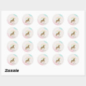 Glitter Unicorn, Regenboog Ronde Sticker (Vel)