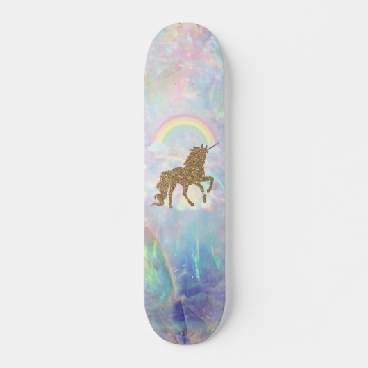 Glitter Unicorn, Regenboogopal Skateboard (Voorkant)