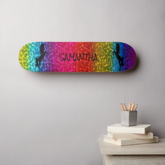 Glitter Unicorn Skateboard (Muurkunst (Horizontaal))