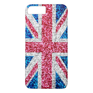 Glitter Union Jack Britse vlag iPhone 8 Plus / 7 Plus Hoesje