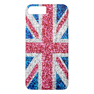Glitter Union Jack Britse vlag iPhone 8 Plus / 7 Plus Hoesje