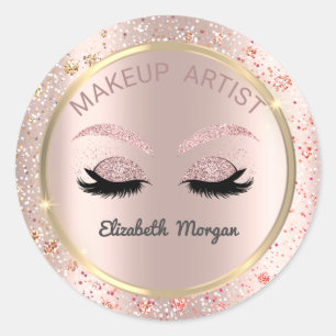 Glitter Valse Wimpers,Confetti,Make-up Ronde Sticker