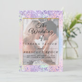 Glitter Vellum Overlay Wedding Invitation Kaart (Staand voorkant)