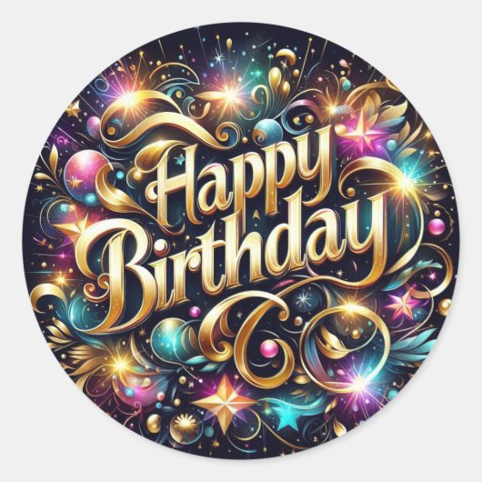 Glitter Verjaardag sticker : happy birthday (Voorkant)