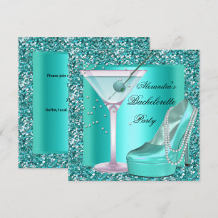 Glitter Verlovingsfeest Aqua Turkoois Blauw Kaart