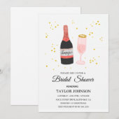 Glitter vino champagne - bruids douche uitnodiging (Voorkant / Achterkant)