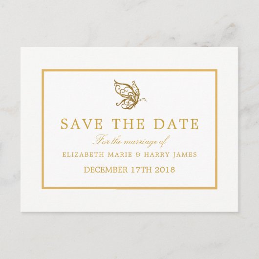  glitter vlinder bruiloft Save the date Aankondigingskaart (Voorkant)