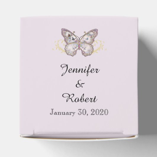 Glitter Vlinder op Lavendel Bruiloft Favor Box Bedankdoosjes (Bovenkant)