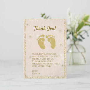 Glitter Voetafdruk Baby Boy Bedankt Card