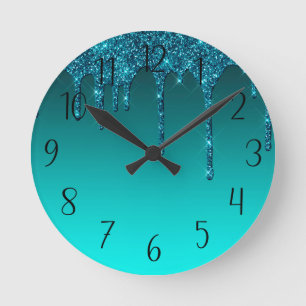 Glitter- voor Blauwgroen driping bevestigen Ronde Klok