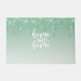 Glitter voor groene druppels | Home Sweet Home Deurmat