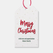 Glitter voor kerstgoud cadeaulabel (Voorkant)