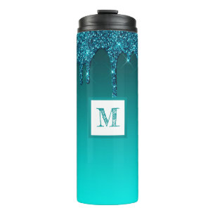 Glitter voor persoonlijk Blauwgroen opvoeren Thermosbeker