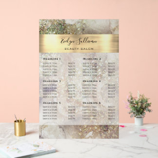 Glitter Waterverf en Folie prijslijst Acryl Bord