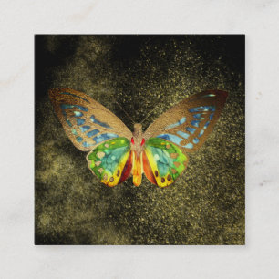 ** Glitter. Waterverf Gilded Gold Butterfly Vierkante Visitekaartje
