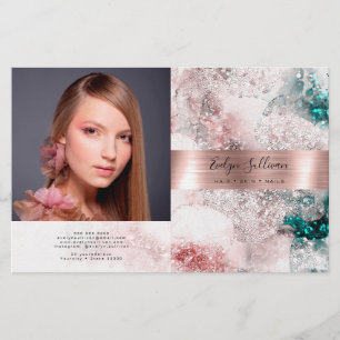 Glitter waterverf roos gouden folie bifold brochur