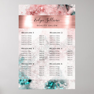 Glitter Waterverf Roos Goudfolie prijslijst Poster