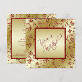 Glitter Wedding Gold en Red FAUX Kaart (Voorkant / Achterkant)