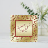 Glitter Wedding Gold en Red FAUX Kaart (Staand voorkant)