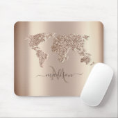 Glitter Wereldkaart Travel Monogram Muismat (Met muis)