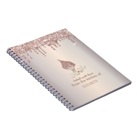Glitter Whisk Rose Gold Glitter Drips Bakery Notitieboek (Rechterzijde)