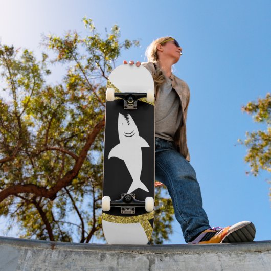 Glitter White Shark Skateboard (Buiten 1)