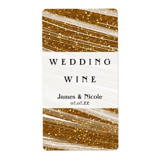Glitter & White Sparkle Elegant Wine Labels (Voorkant)