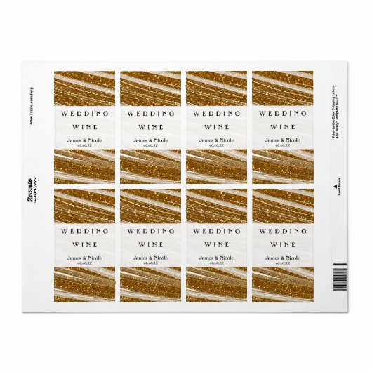 Glitter & White Sparkle Elegant Wine Labels (Full Sheet)