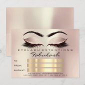 Glitter wimpers Goud Roze Make-up Certificaat Blus Kaart (Voorkant / Achterkant)