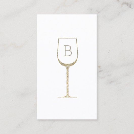 Glitter Wine Bartender Sommelier Monogram Visitekaartje (Voorkant)