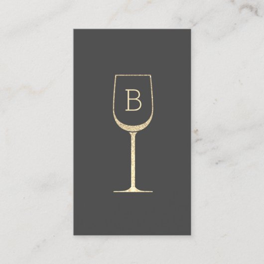 Glitter Wine Bartender Sommelier Monogram Visitekaartje (Voorkant)