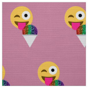 glitter wink emoji fabric stof