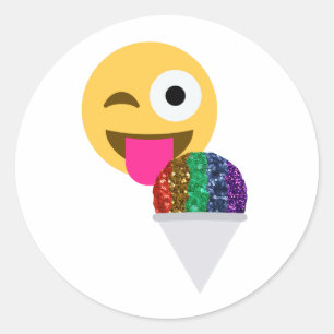 glitter wink emoji ronde sticker