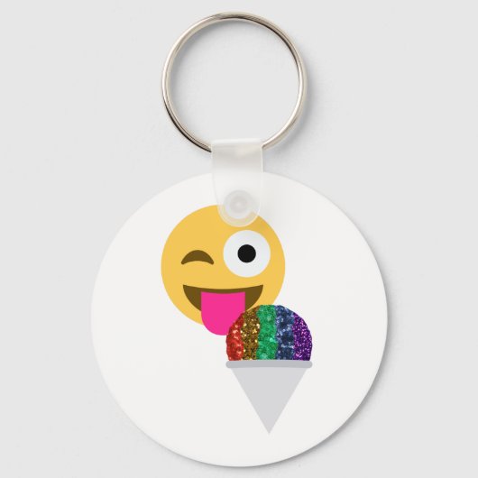 glitter wink emoji sleutelhanger (Voorkant)