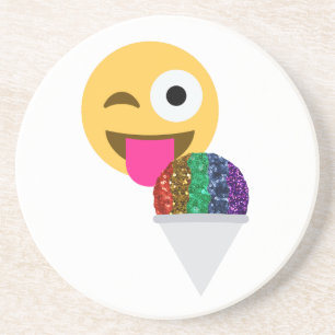 glitter wink emoji zandsteen onderzetter