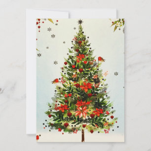 Glitter Winter Deer Forest Roos Floral Waterverf Aankondiging