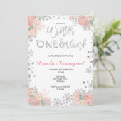 Glitter Winter ONEderland Sneeuw Verjaardag Uitnod Kaart (Staand voorkant)