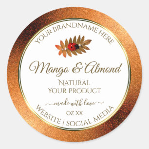 Glitter-witetiketten van koper met ladybug ronde sticker