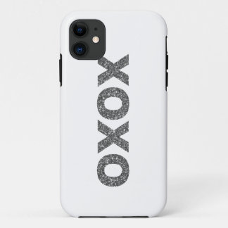 Glitter XOXO Zilver iPhone 11 Hoesje