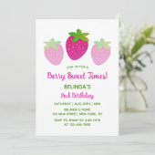 Glitter Y2K roze aardbei 2e verjaardag Kaart (Staand voorkant)