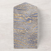 Glitter-zebra, gouden Paarse luxe afdrukken All In One Uitnodiging (Buitenkant)