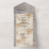 Glitter-zebra, gouden Paarse luxe afdrukken All In One Uitnodiging (Binnen)