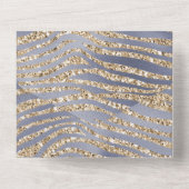 Glitter-zebra, gouden Paarse luxe afdrukken All In One Uitnodiging (Achterkant)