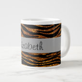 Glitter Zebra, Zebra Print, Your Name Grote Koffiekop (Voorkant rechts)